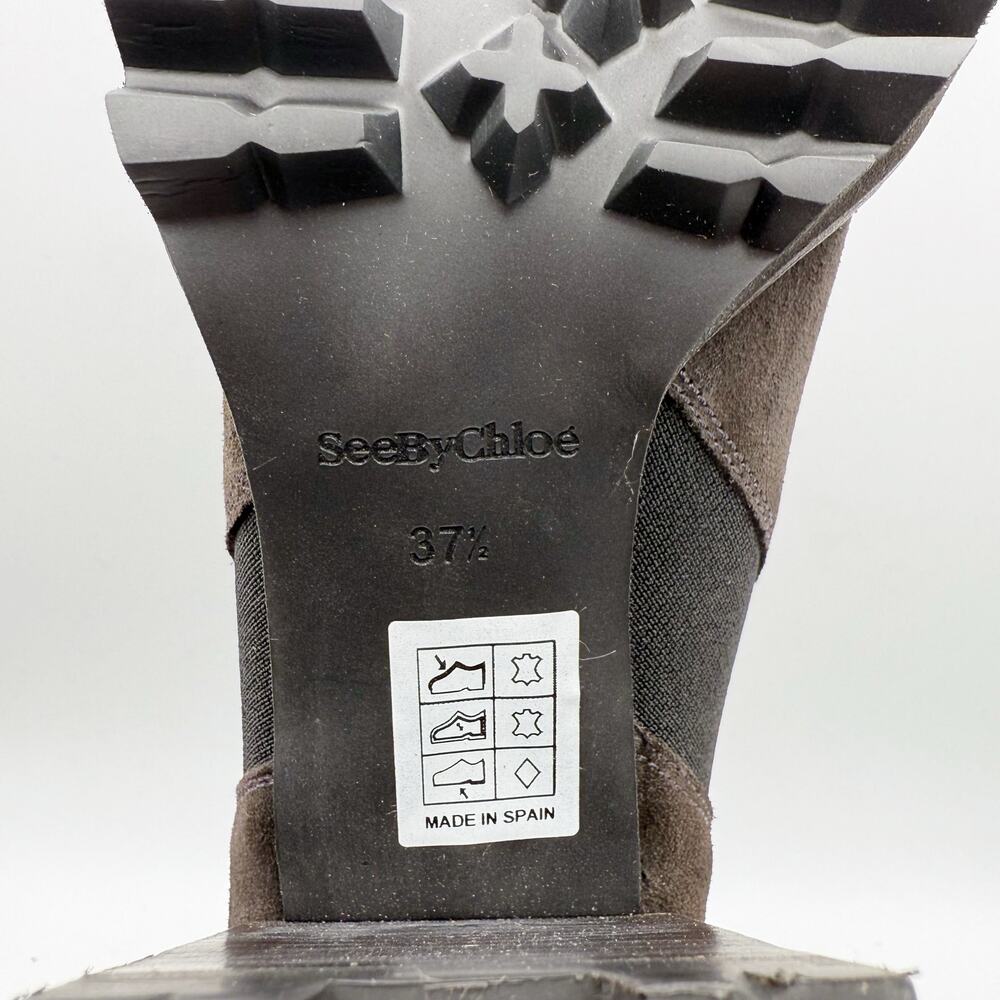 See by Chloe Womens Mallory Ankle Boot EU 37.5 US 7.5 Grey Calf Suede NIB - Picture 13 of 13